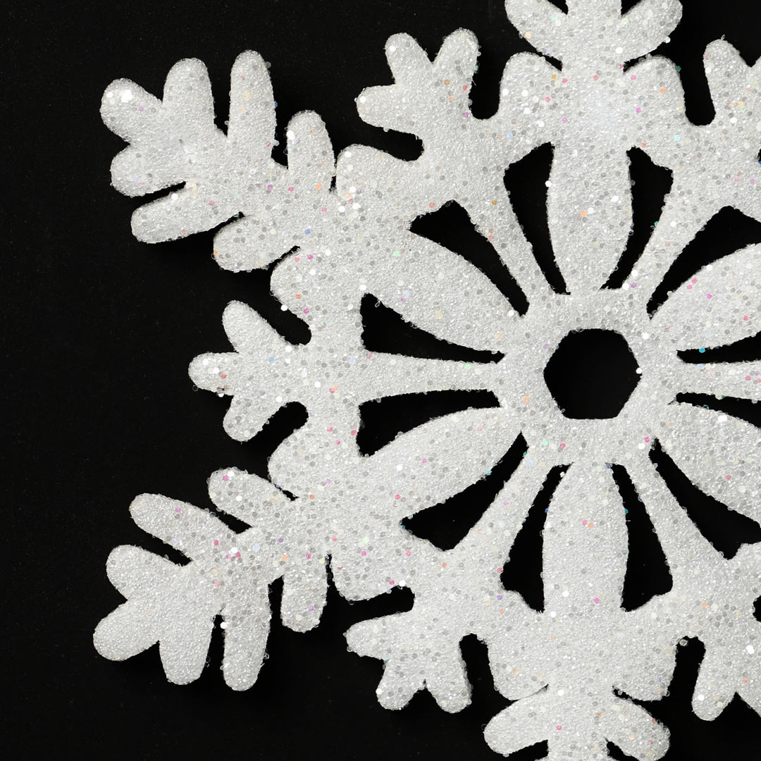 White &amp; Sequin Snowflake Decoration - Set of 5
