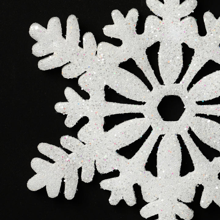 White &amp; Sequin Snowflake Decoration - Set of 5