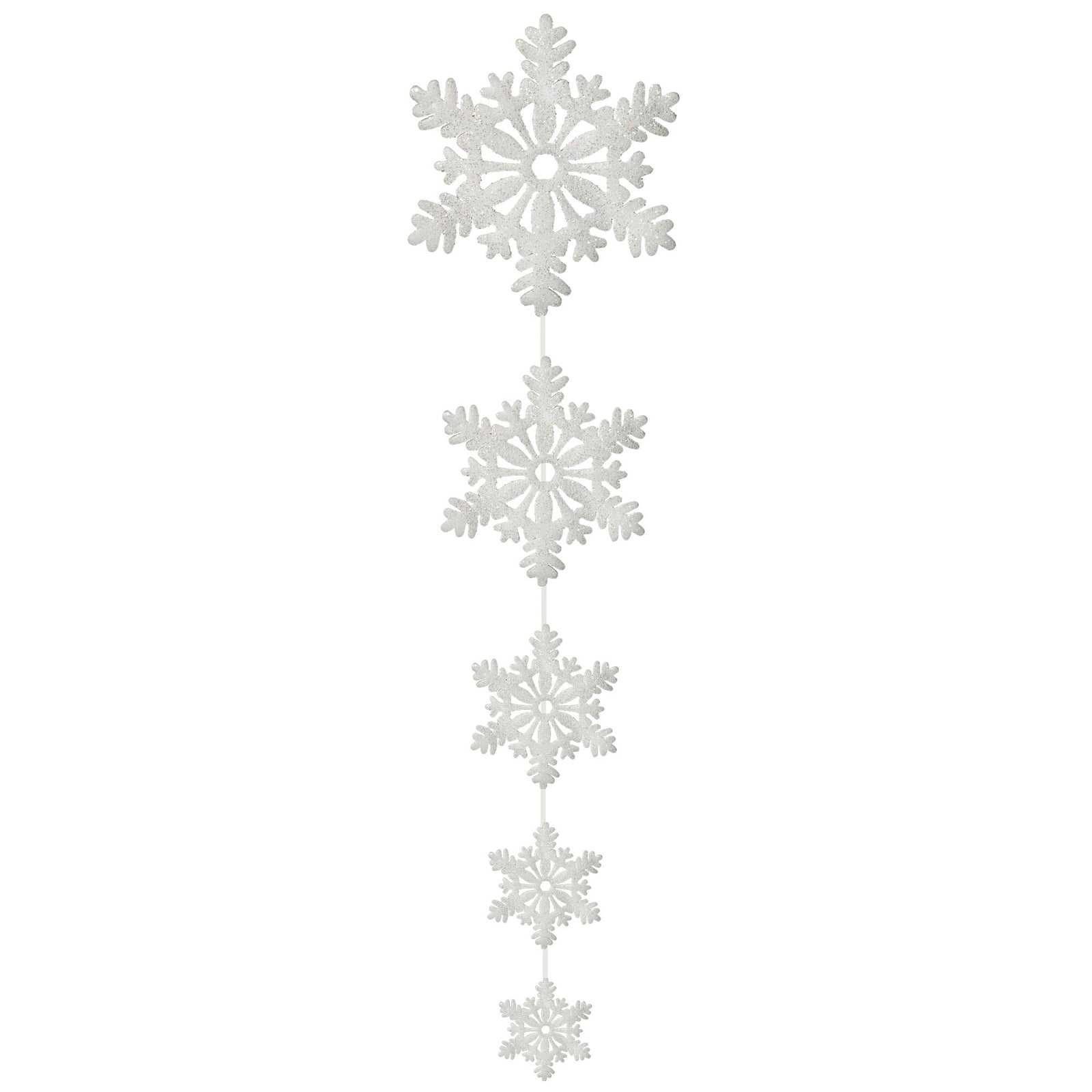 White & Sequin Snowflake Decoration - Set of 5