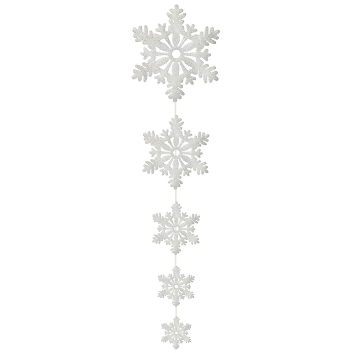 White &amp; Sequin Snowflake Decoration - Set of 5