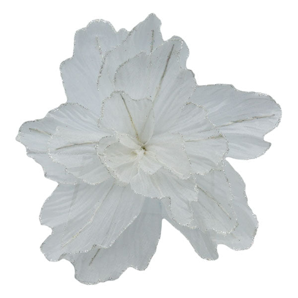 White Sheer Poinsettia Flower with Gold Glitter Edge