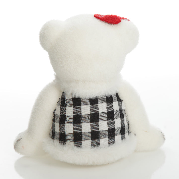 White Sisal Girl Polar Bear Cub Sitting with Red Bow