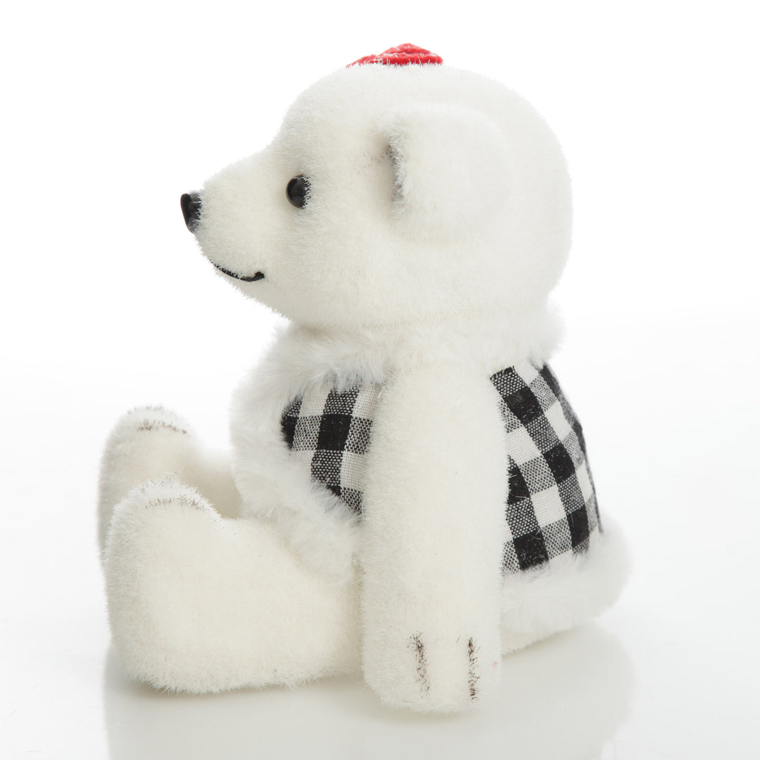 White Sisal Girl Polar Bear Cub Sitting with Red Bow