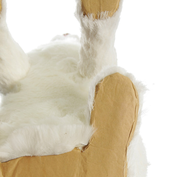 White Straw Bunny with Floral Neck Garland Sitting Large