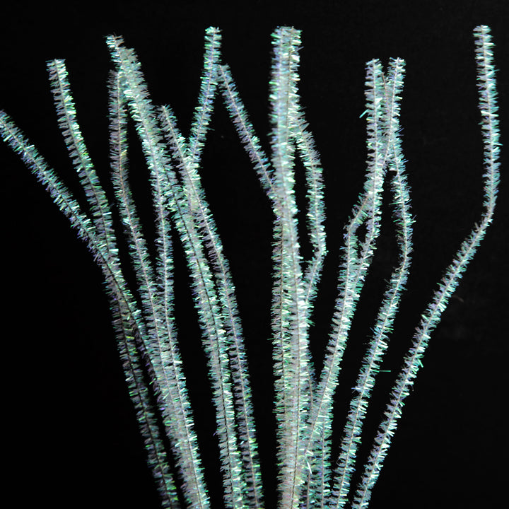 White Tinsel Chenille Stem Pipe Cleaners - Pack of 50