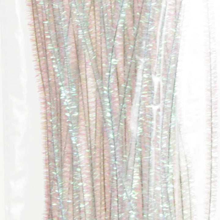 White Tinsel Chenille Stem Pipe Cleaners - Pack of 50
