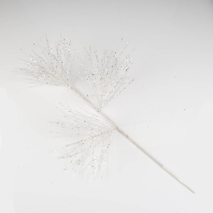 White Triple Headed Spray with Glitter Detail - 78cm