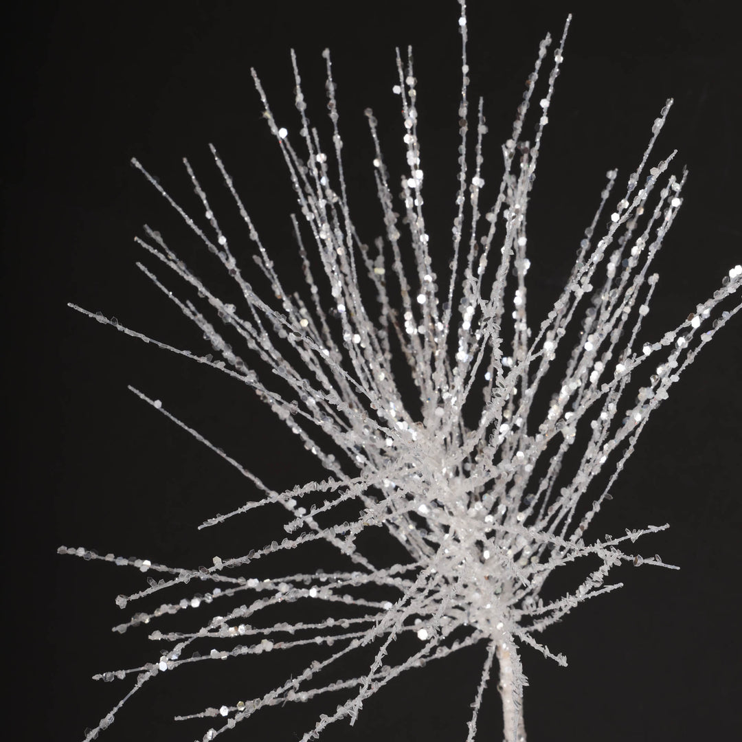 White Triple Headed Spray with Glitter Detail - 78cm