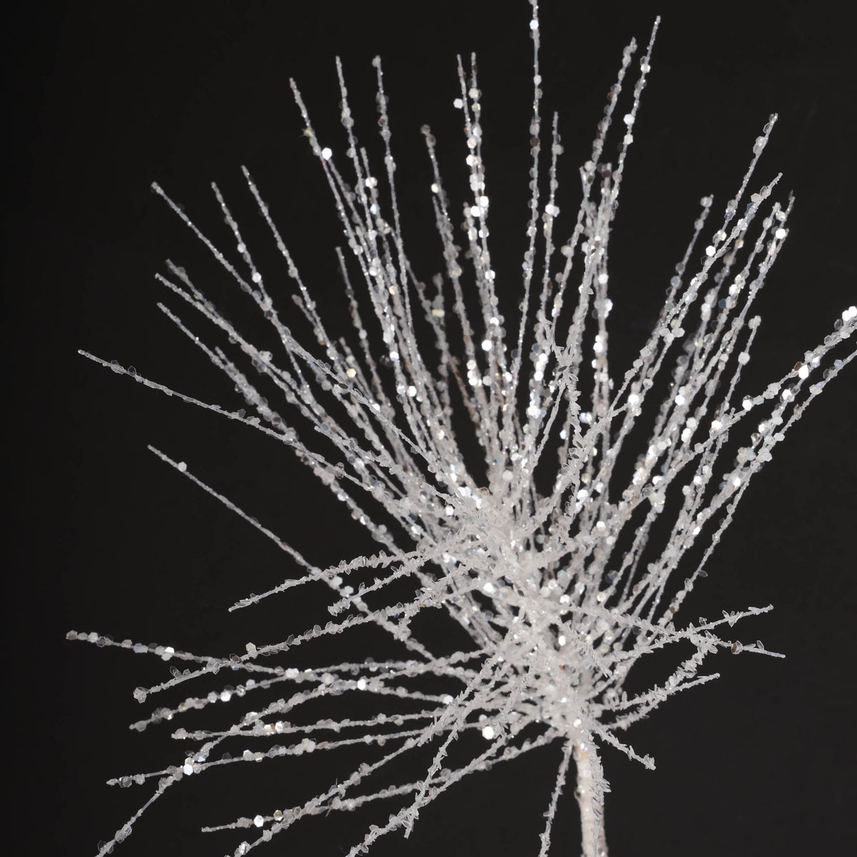 White Triple Headed Spray with Glitter Detail - 78cm