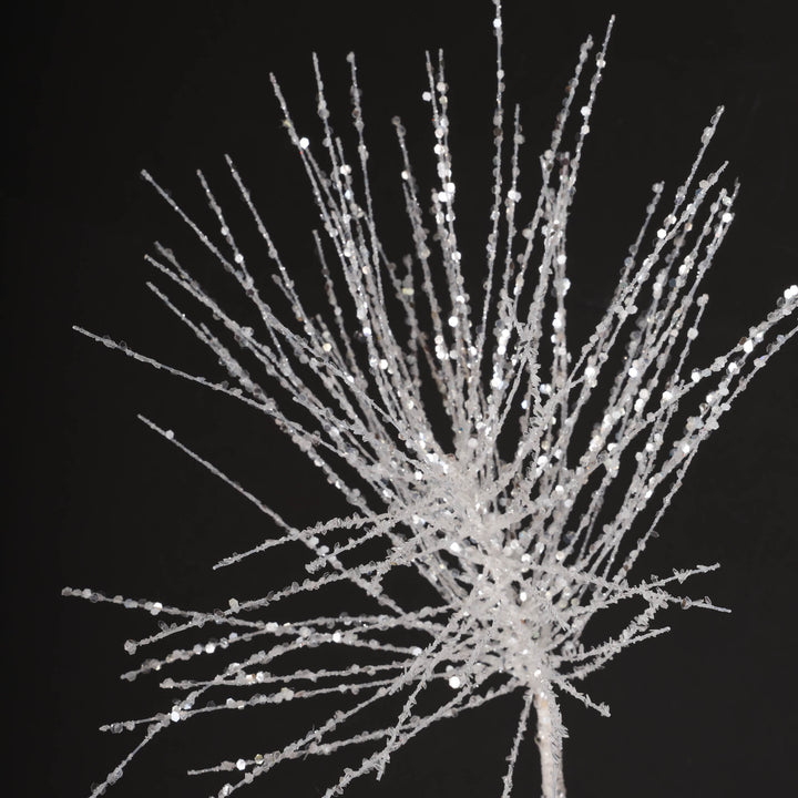White Triple Headed Spray with Glitter Detail - 78cm