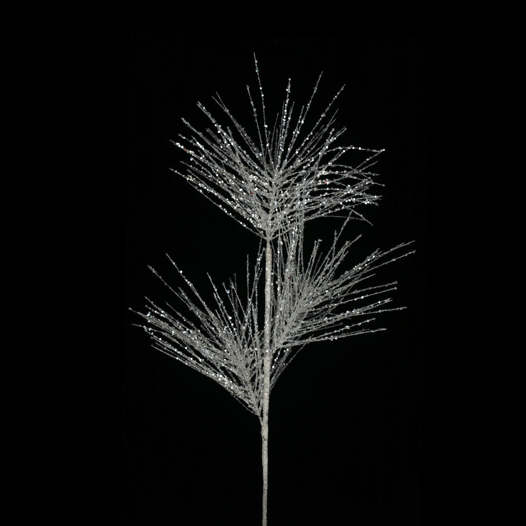 White Triple Headed Spray with Glitter Detail - 78cm