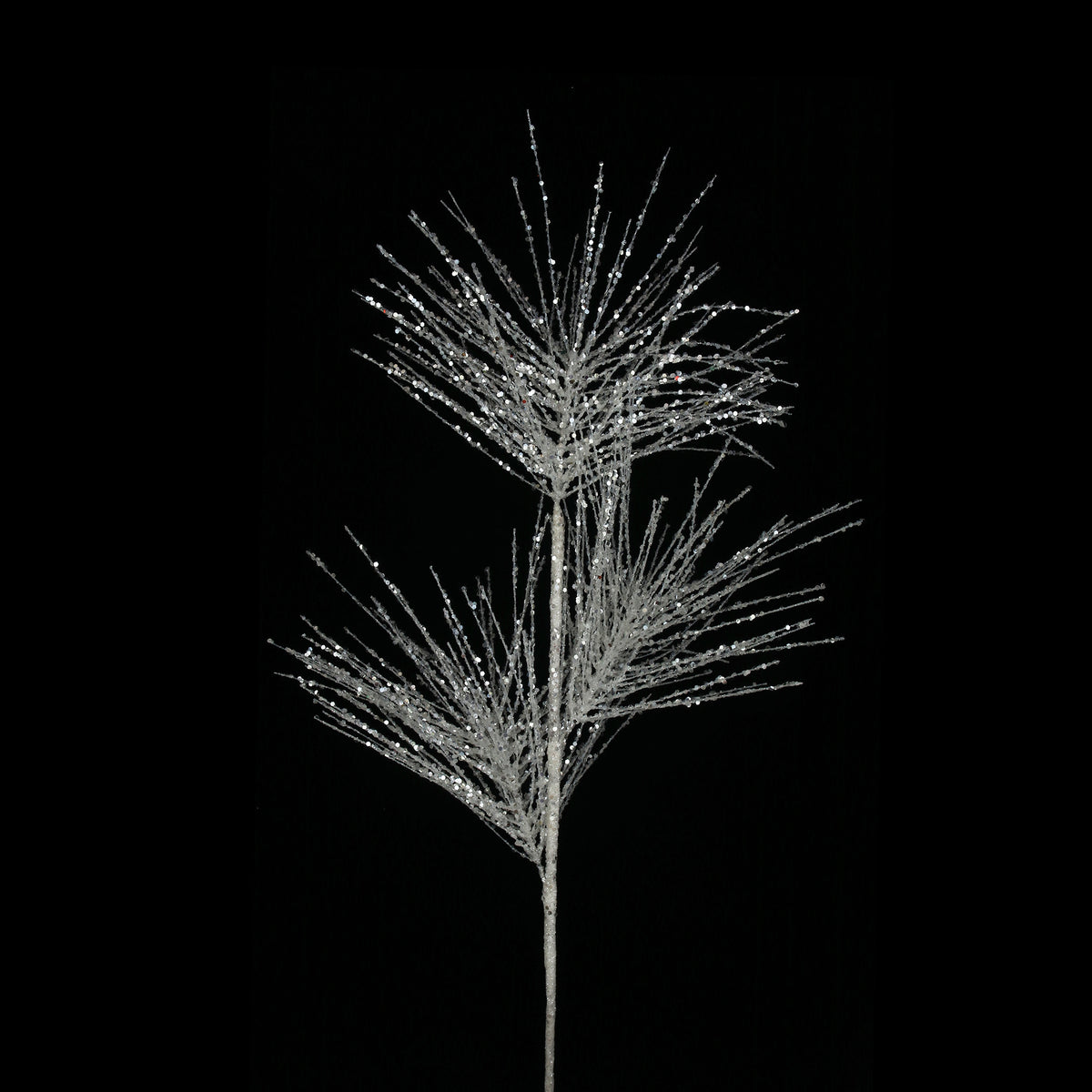 White Triple Headed Spray with Glitter Detail - 78cm