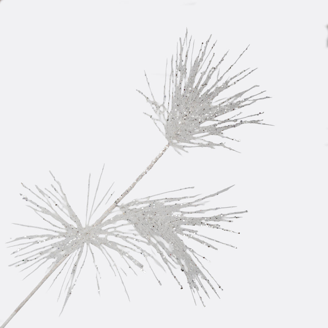 White Triple Headed Spray with Glitter Detail - 78cm