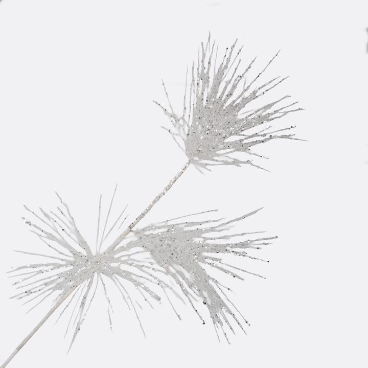 White Triple Headed Spray with Glitter Detail - 78cm