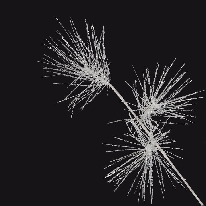 White Triple Headed Spray with Glitter Detail - 78cm