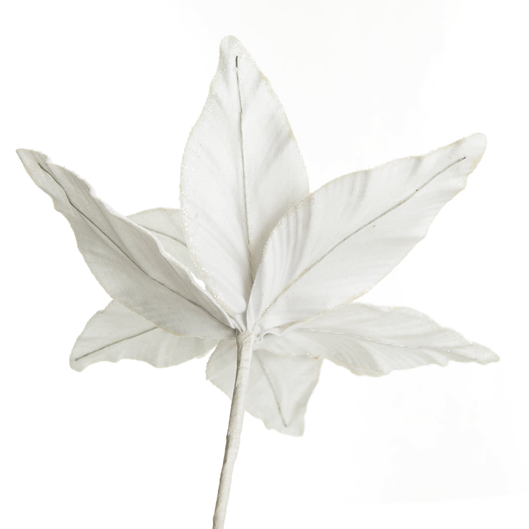 White Velvet Poinsettia Flower Stem
