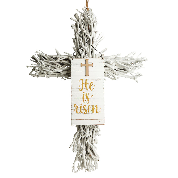White Washed Driftwood Cross Wall Hanging 
