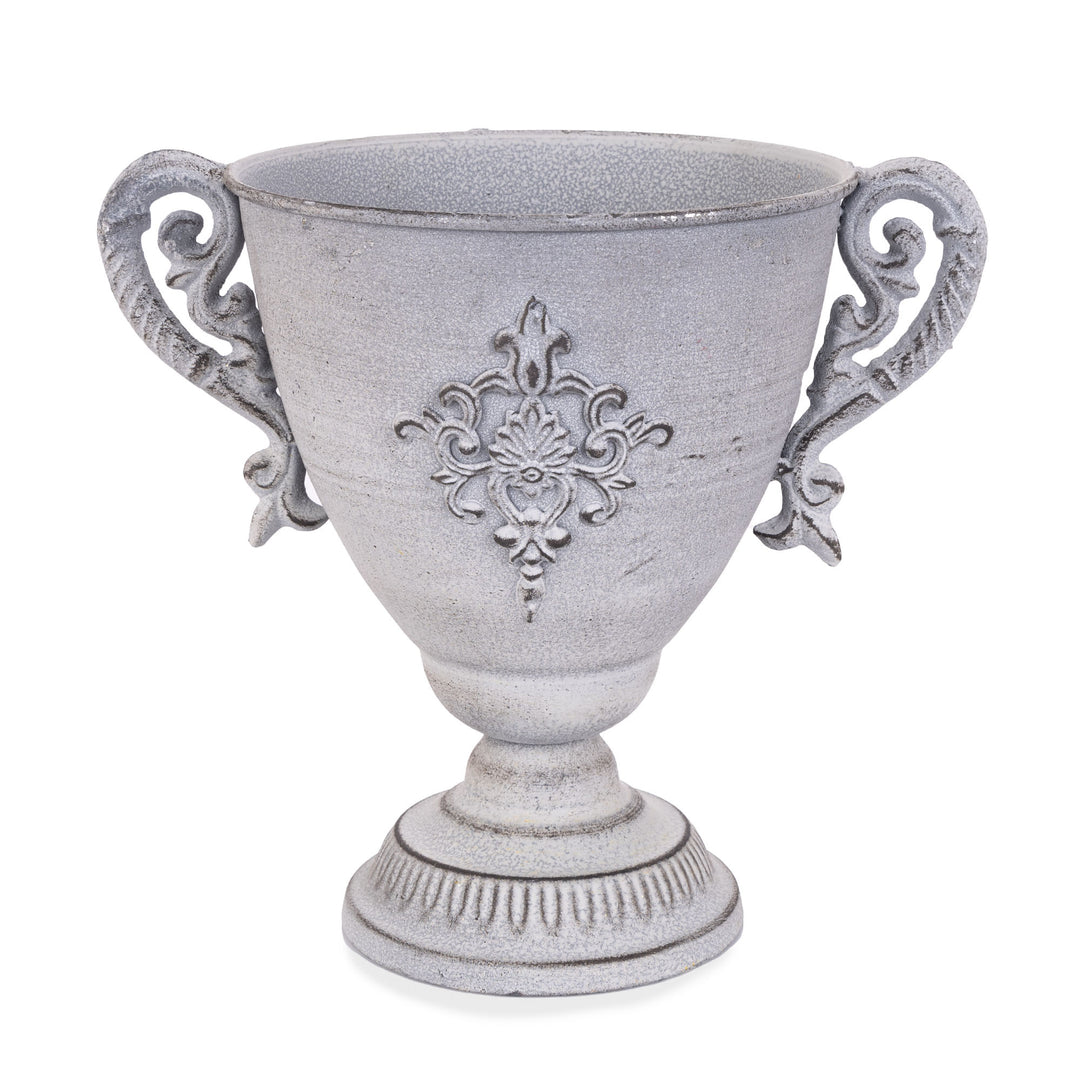 White Washed Metal Vase Table Centrepiece