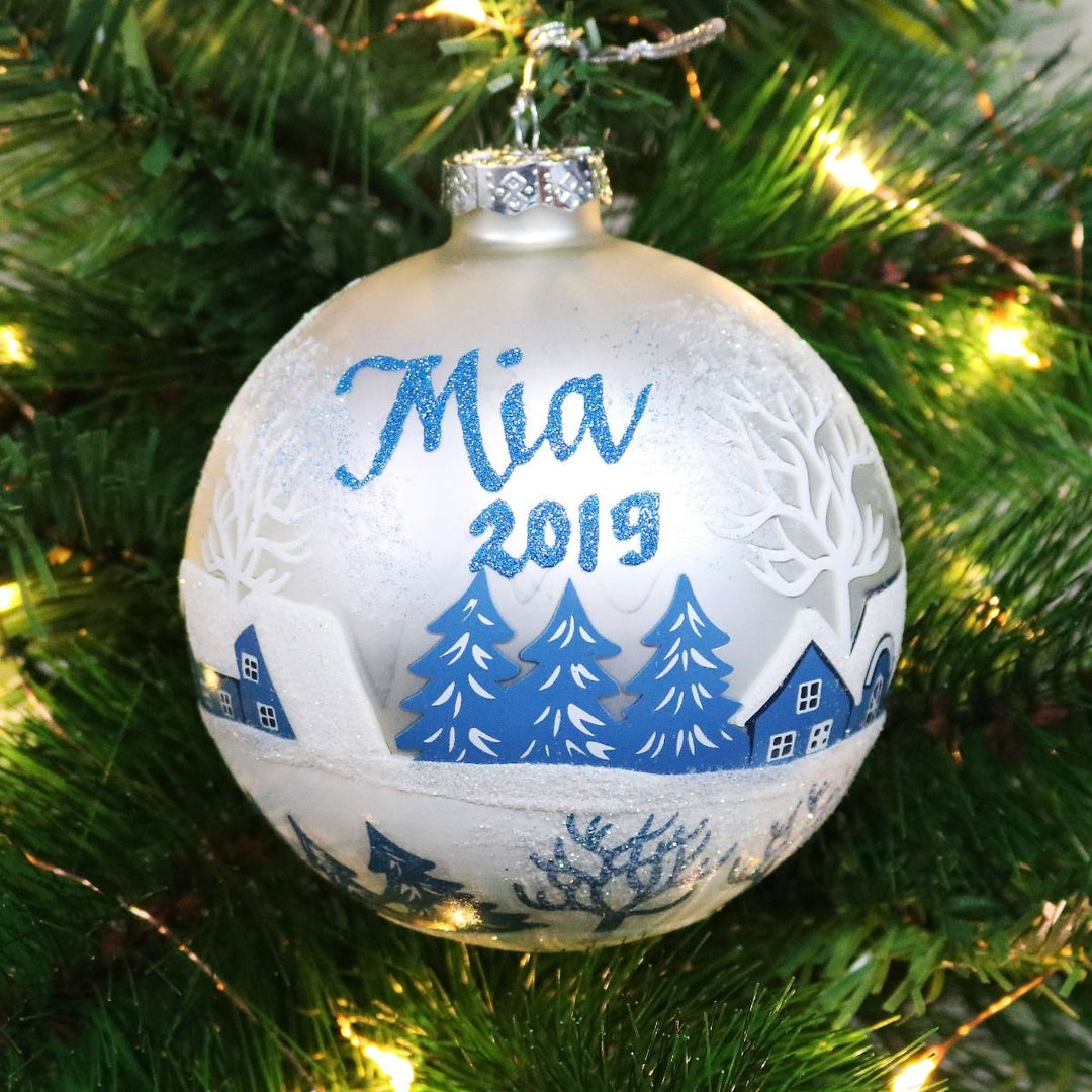 White Winter Church Christmas Bauble