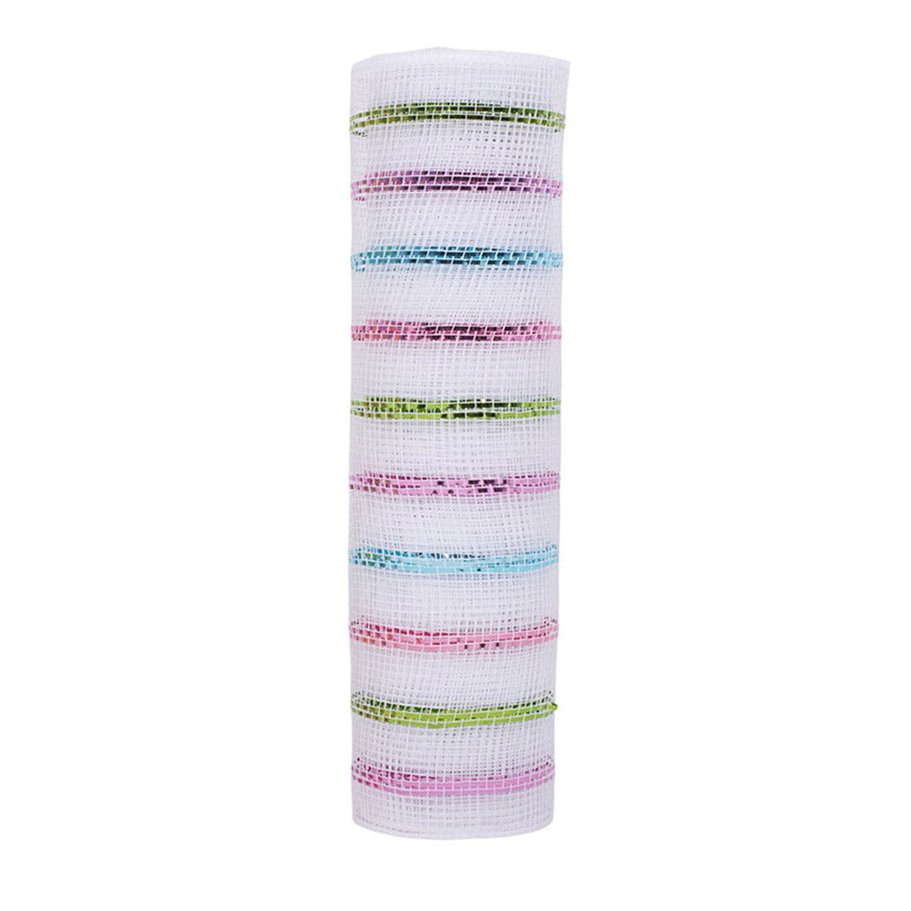 White with Pastel Stripe Decomesh Roll 5m