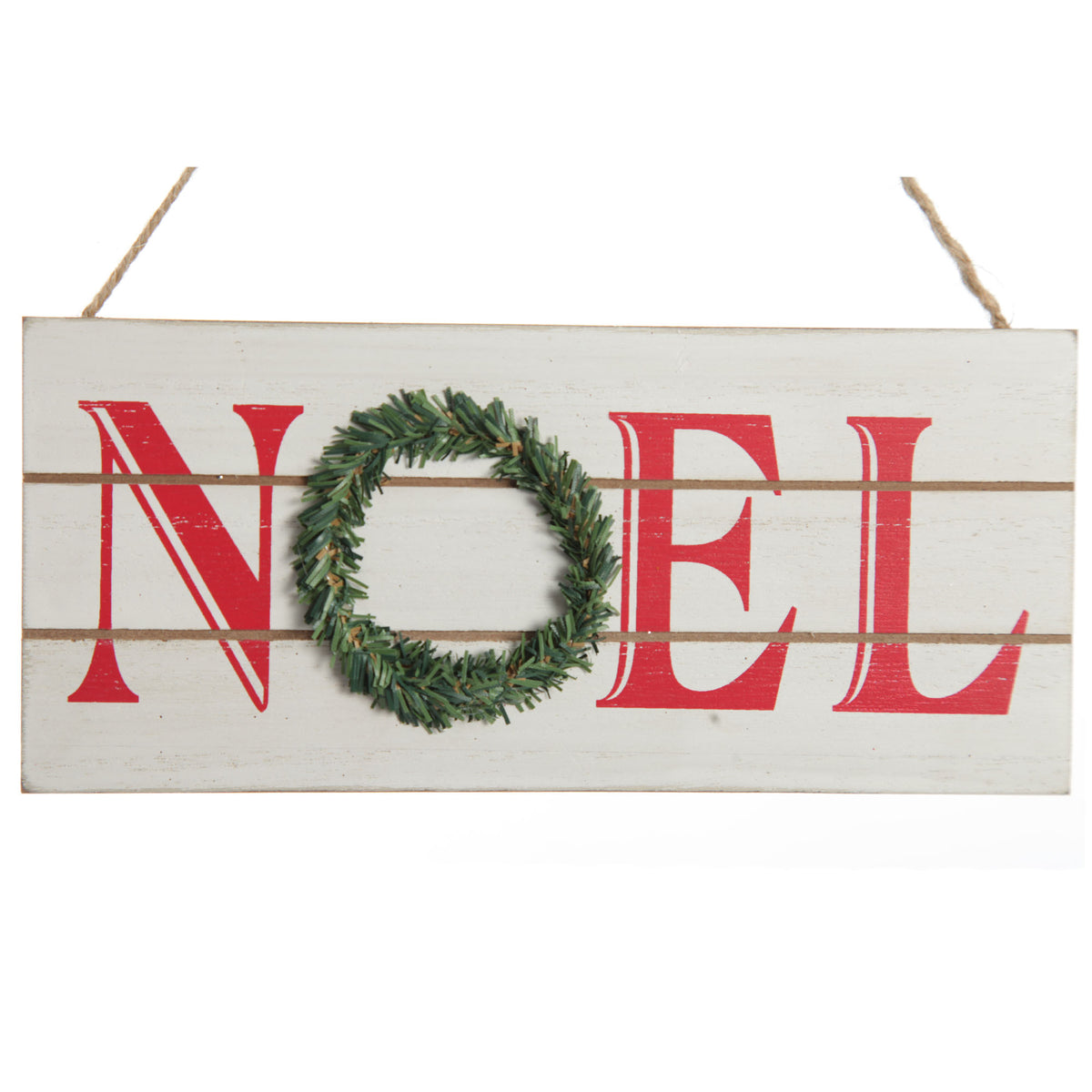 White Wood Hanging Christmas Noel Plaque 