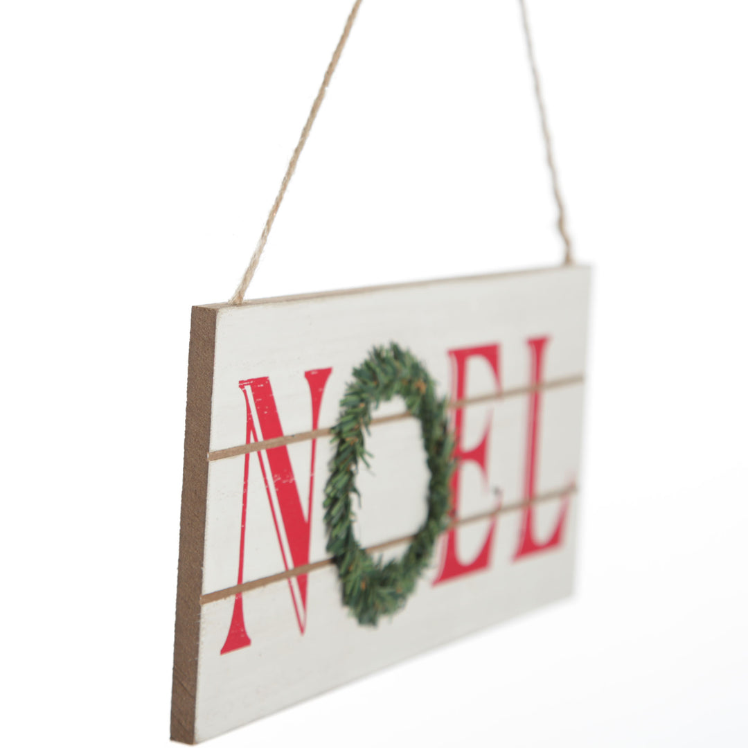 White Wood Hanging Christmas Noel Plaque 