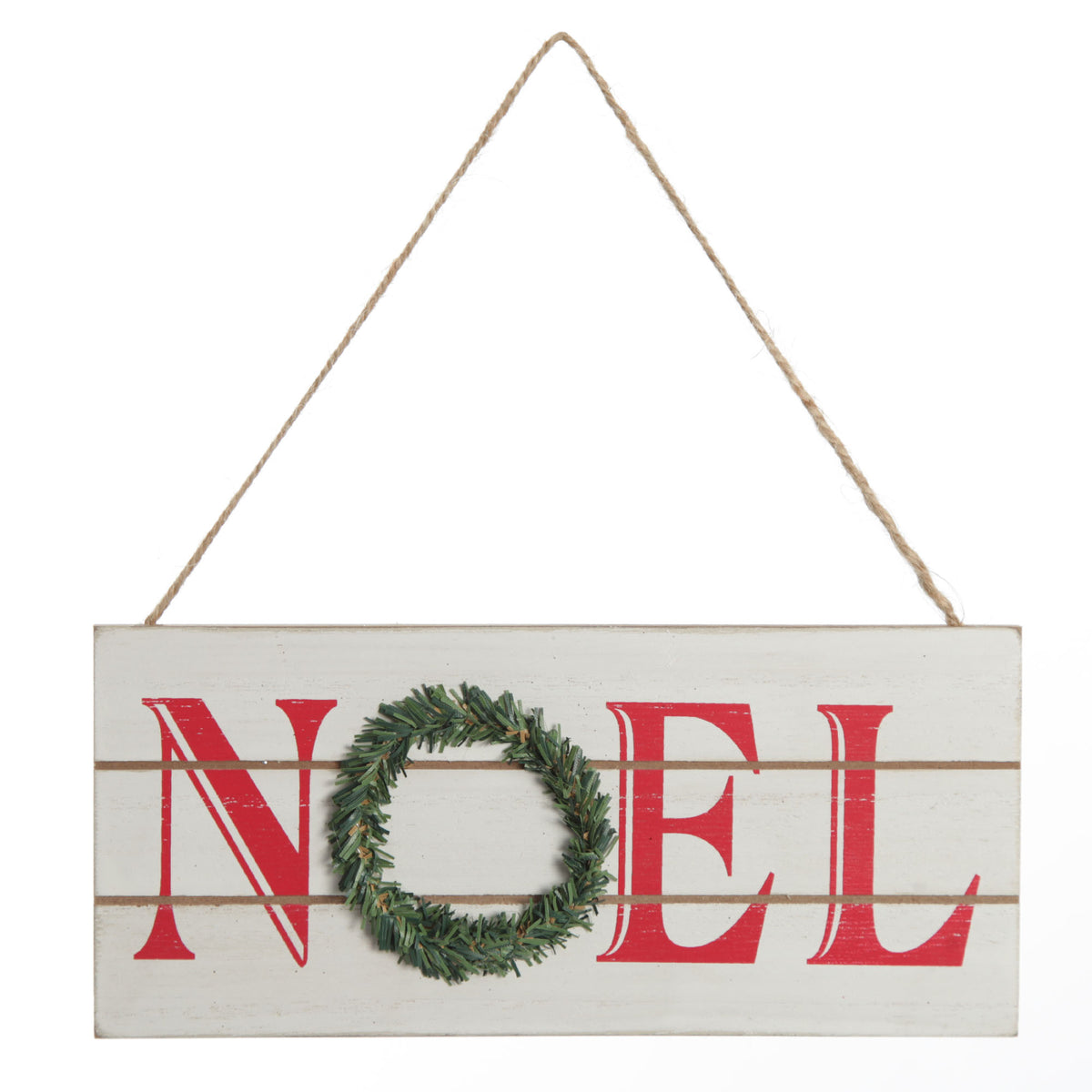 White Wood Hanging Christmas Noel Plaque 