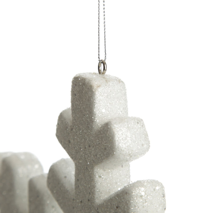 White Glitter Hanging Snowflake Top detail