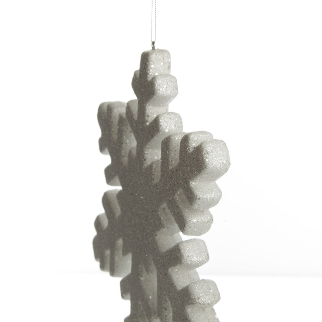 White Glitter Hanging Snowflake Angle