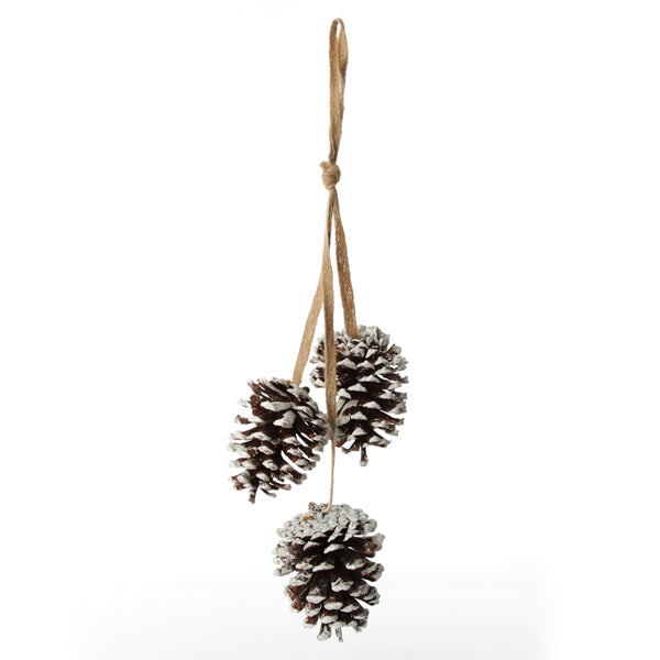Natural Snow Tipped Pine Cone Drop Trio
