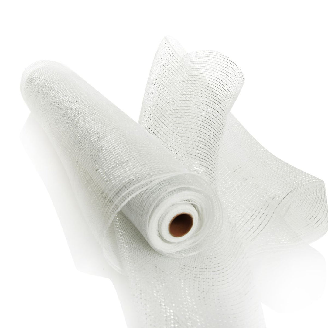 Wide Metallic White Decomesh Roll