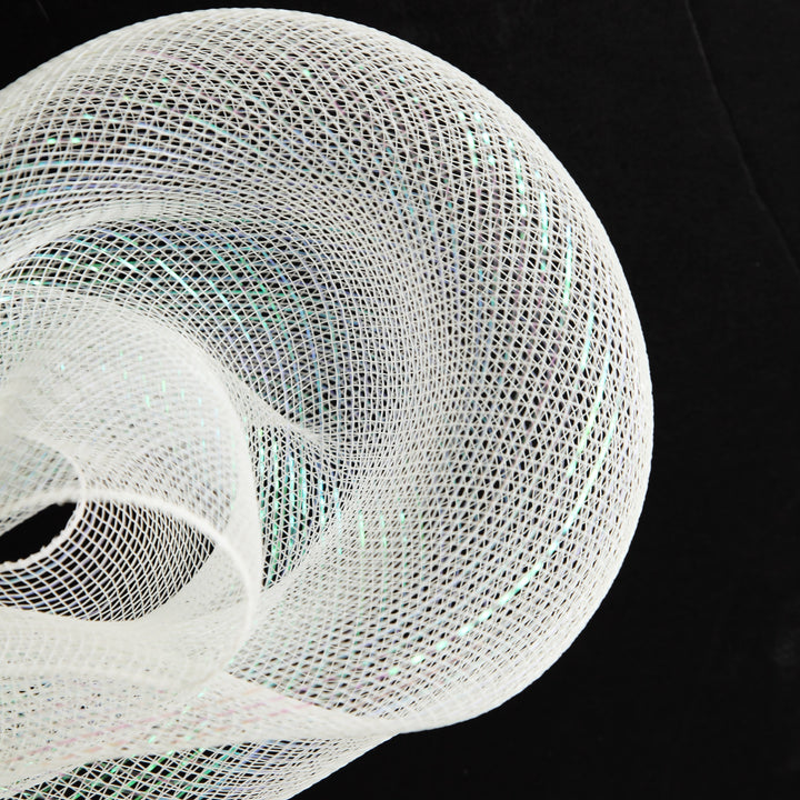 Wide Metallic White with Iridescent Thread Decomesh Roll