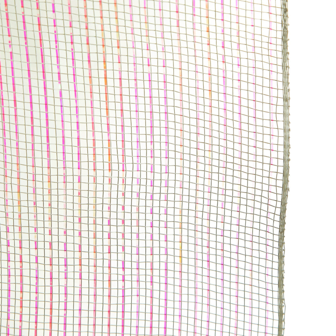 Wide Metallic White with Iridescent Thread Decomesh Roll
