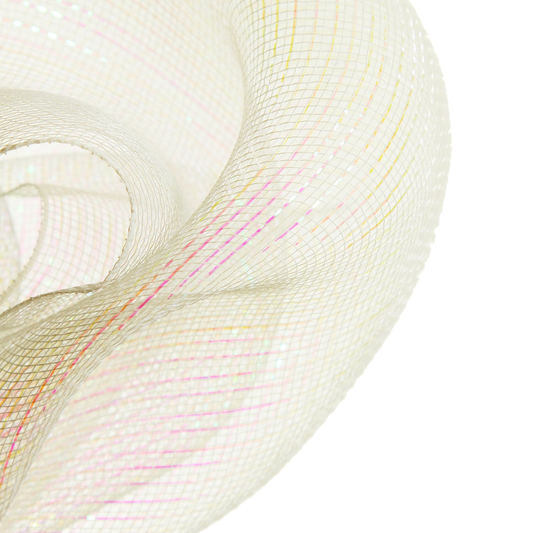 Wide Metallic White with Iridescent Thread Decomesh Roll