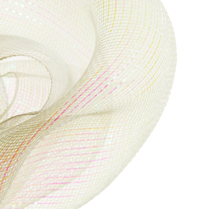 Wide Metallic White with Iridescent Thread Decomesh Roll