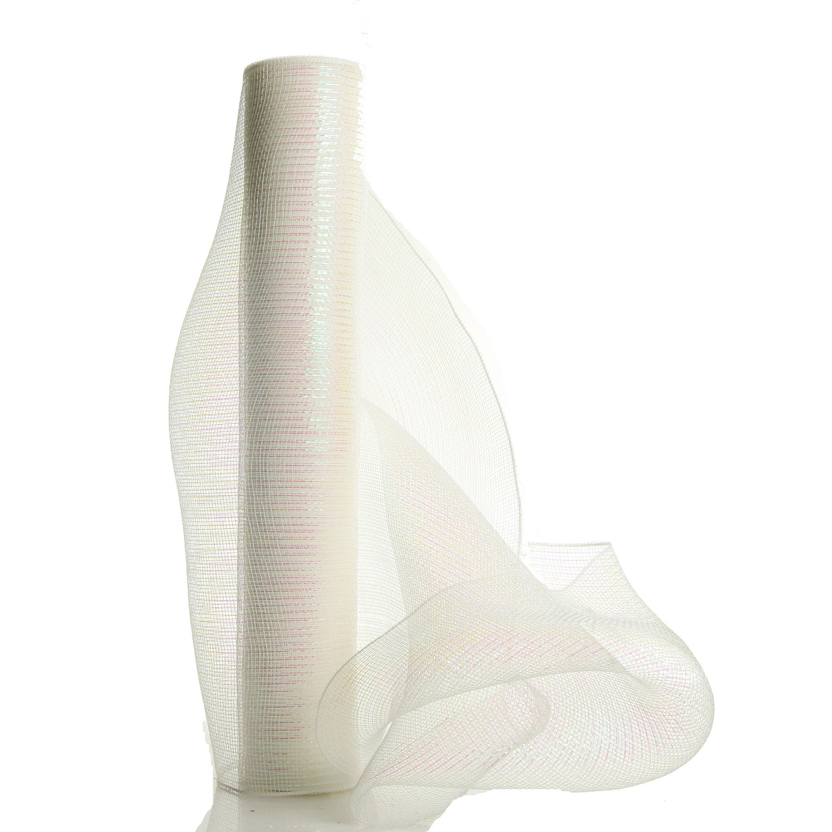 Wide Metallic White with Iridescent Thread Decomesh Roll