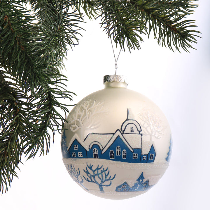 White Winter Church Christmas Bauble
