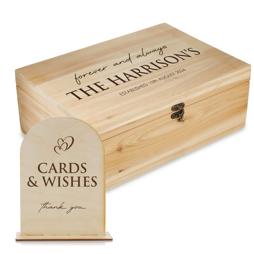 Personalised Forever and Always Wedding Wishing Well Natural Keepsake Box