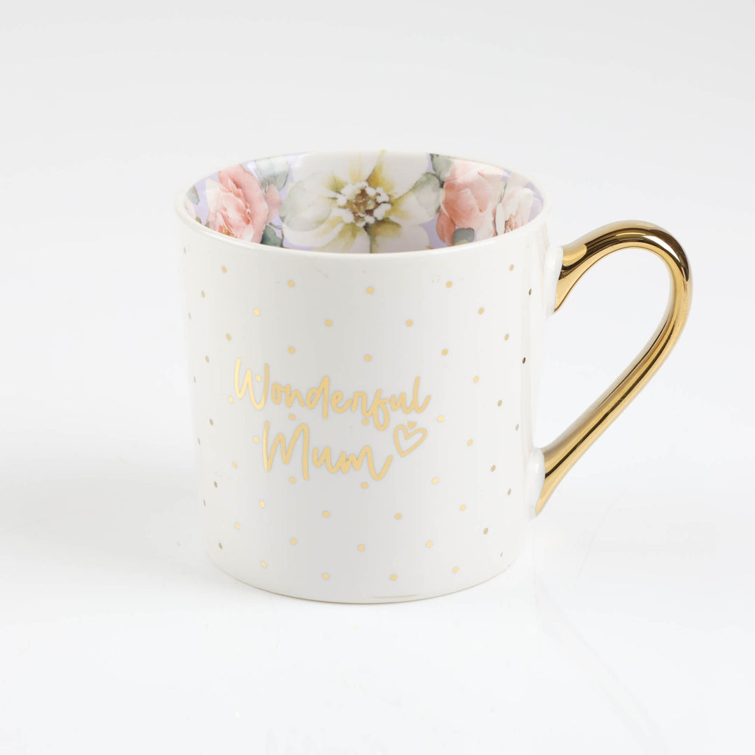 Wonderful Mum - Inside and Out Lilac Floral Mug