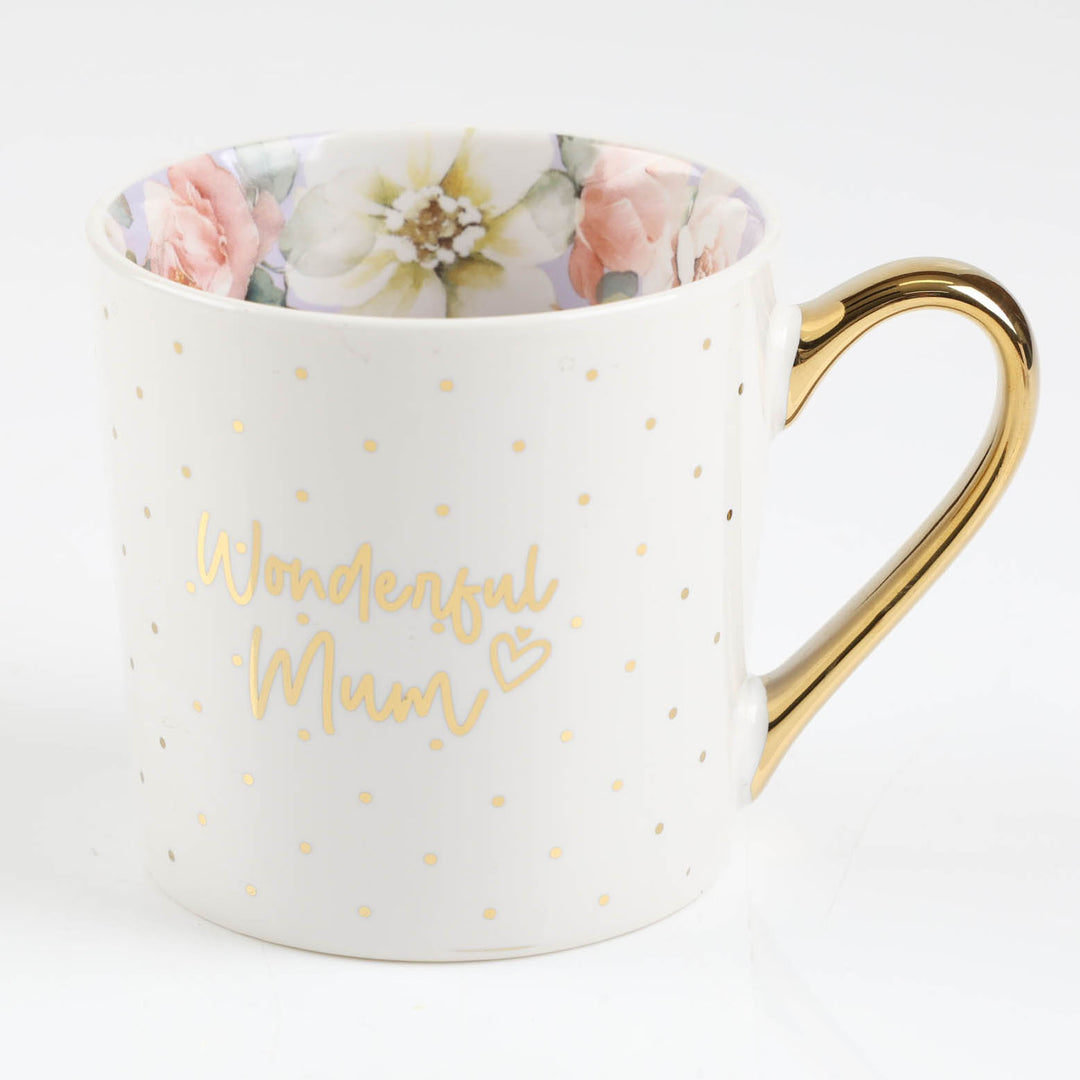 Wonderful Mum - Inside and Out Lilac Floral Mug