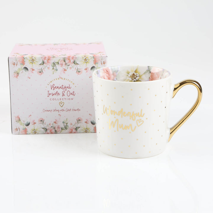 Wonderful Mum - Inside and Out Lilac Floral Mug