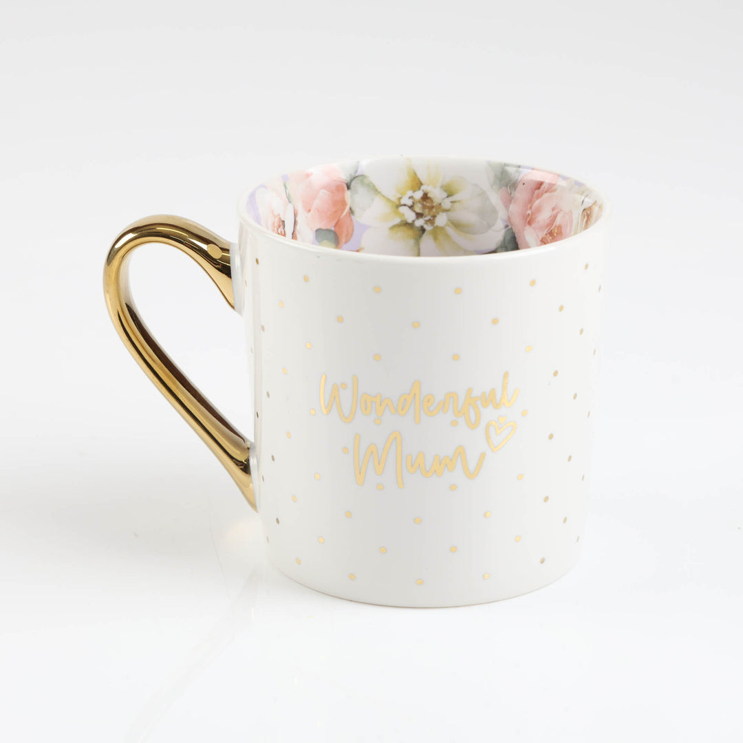 Wonderful Mum - Inside and Out Lilac Floral Mug