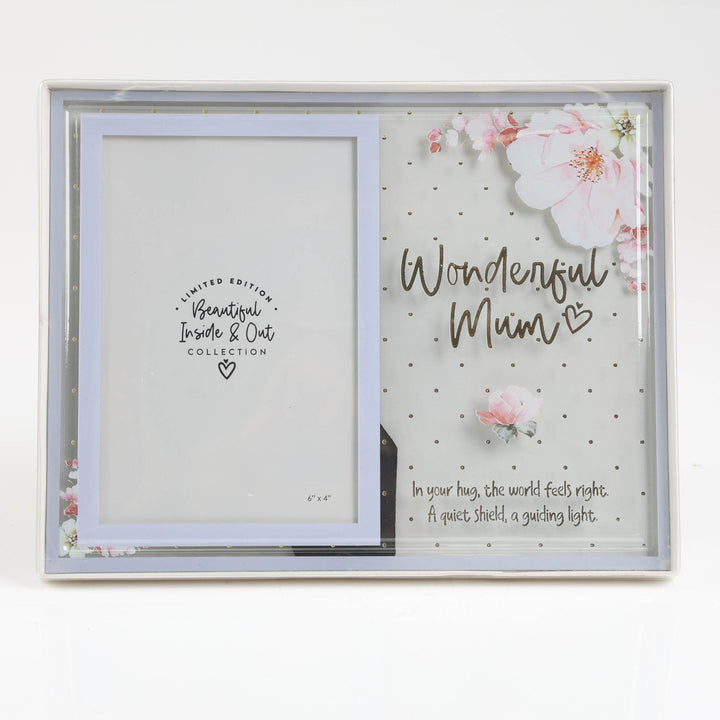 Wonderful Mum - Lilac Floral Photo Frame