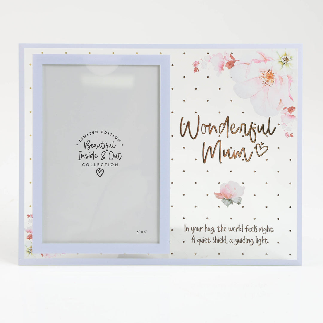 Wonderful Mum - Lilac Floral Photo Frame