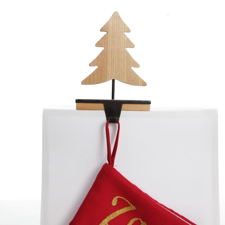 Wood Tree Christmas Stocking Hanger