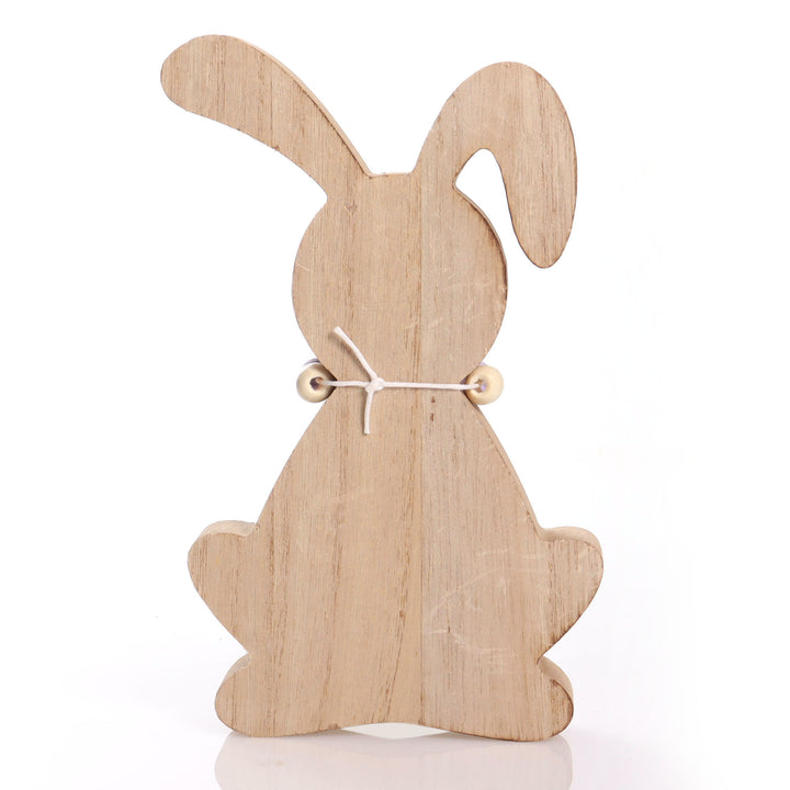 Wooden Bunny Easter Ornament with Bead Necklace
