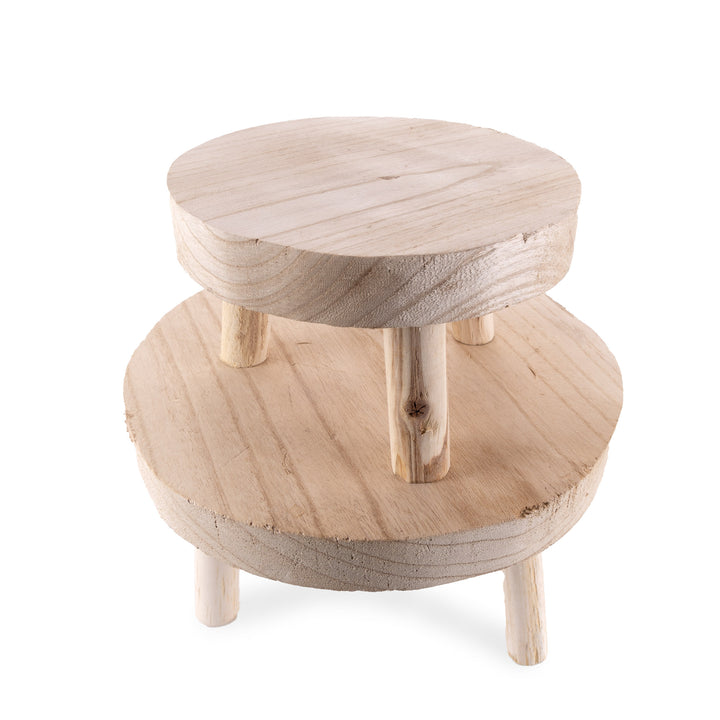 Wooden Footed Round Table Centrepiece Riser - 12cm(Dia)