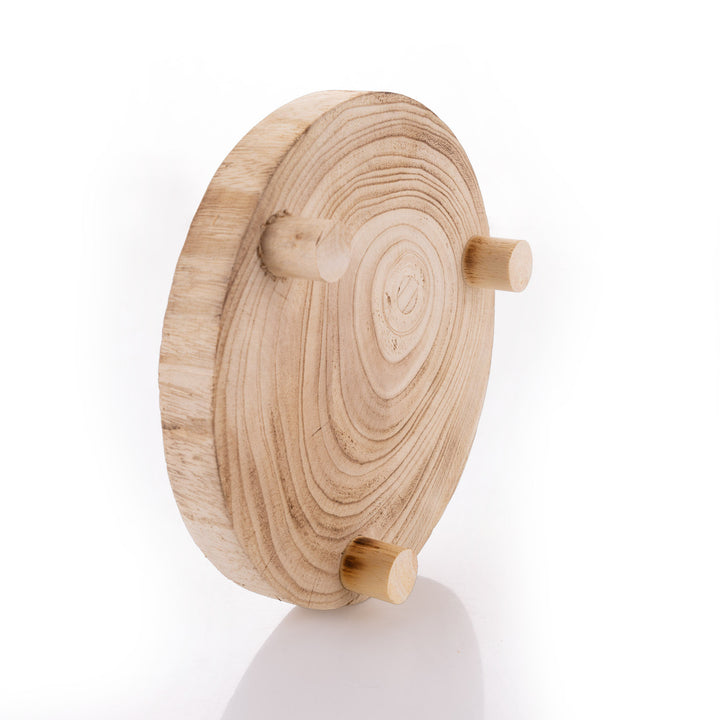 Wooden Footed Round Wooden Table Centrepiece - 26cm(Dia)