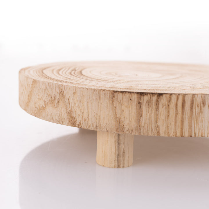 Wooden Footed Round Wooden Table Centrepiece - 26cm(Dia)