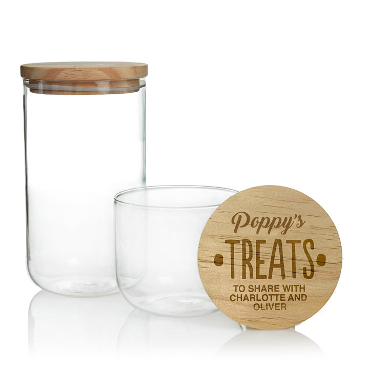 Personalised Treat Jar with Wooden Lid - Treats to Share
